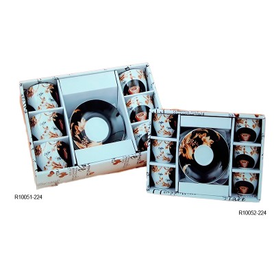 Σετ Φλυτζάνια Καφέ Πορσελάνης 6τεμ. Λευκό/Χρυσό/Καφέ