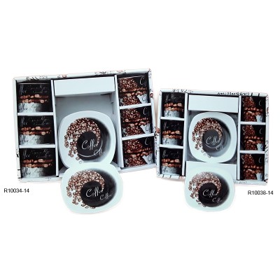 Σετ Φλυτζάνια Καφέ Πορσελάνης 6τεμ. Καφέ/Λευκό