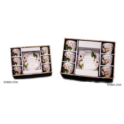 Φλυτζάνια Τσαγιού-Καφέ Πορσελάνης Σετ 6τεμ. Calla Lily