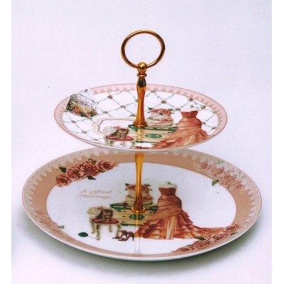 Πιατέλα-Τουρτιέρα πορσελάνης 2όροφη English Porcelain Vintage