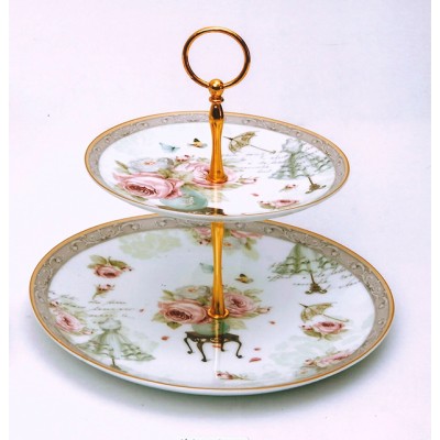 Πιατέλα-Τουρτιέρα Πορσελάνης 2όροφη English Floral Flowers