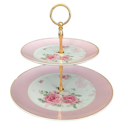 Πιατέλα-Τουρτιέρα Πορσελάνης 2όροφη English Floral Flowers