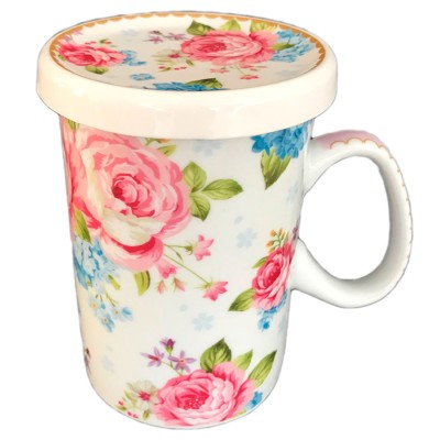 Πορσελάνινη Κούπα Με Καπάκι English Porcelain Floral Flowers