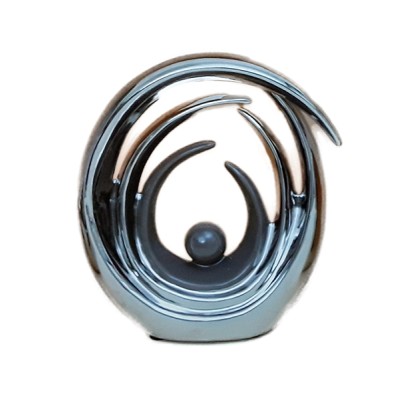 Κεραμικό Διακοσμητικό Σε Ασημί Χρώμα Με Γκρι Λεπτομέρειες