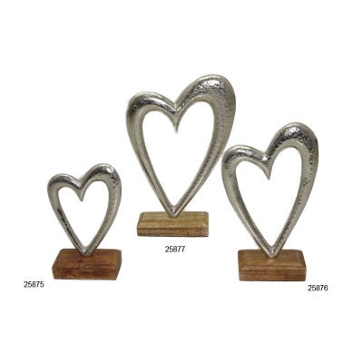 Μεταλλική Διακοσμητική Καρδία Σε Ξύλινη Βάση