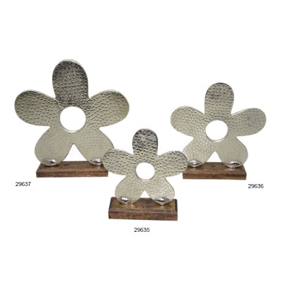 Μεταλλικό Διακοσμητικό Λουλούδι Σε Ξύλινη Βάση