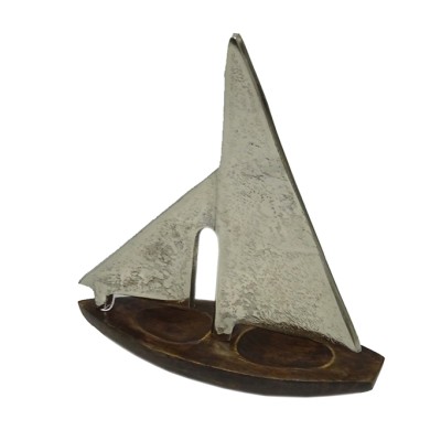 Διακοσμητικό μεταλλικό καράβι σε ξύλινη βάση 31953