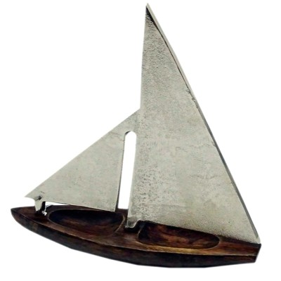 Διακοσμητικό Μεταλλικό Καράβι Σε Ξύλινη Βάση 31954