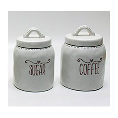 Σετ Κεραμικά Βάζα Καφέ/Ζάχαρη 2 Τεμ. JW175174