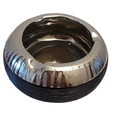 Τασάκι κεραμικό μαύρο/ασημί