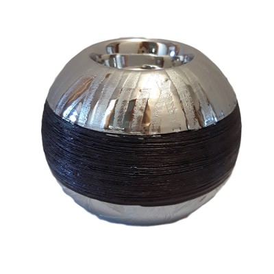 Κηροπήγιο Κεραμικό Μαύρο/Ασημί