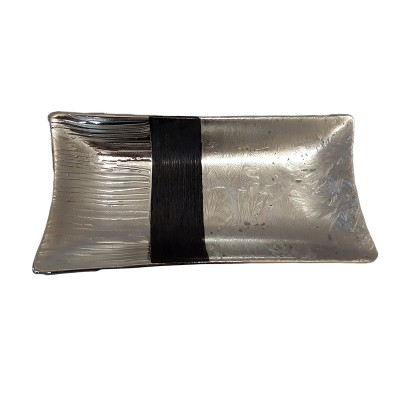 Πιατέλα Κεραμική Ορθογώνια Μαύρο/Ασημί