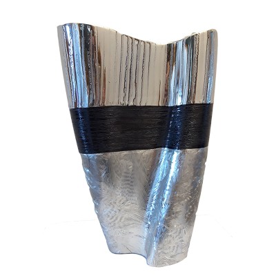 Κεραμικό Διακοσμητικό Βάζο Μαύρο/Ασημί