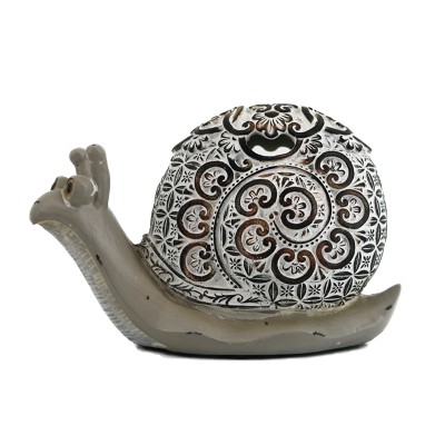 Διακοσμητικό Σαλιγκάρι Polyresin Ασημί/Εκρού 13x7x9εκ