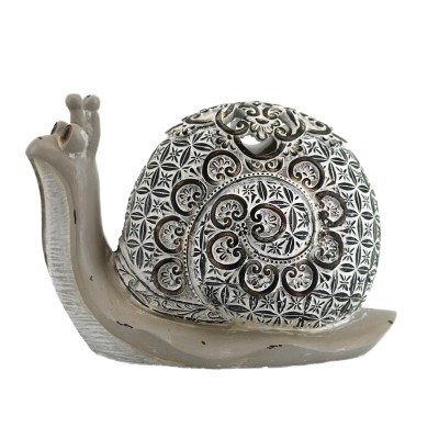 Διακοσμητικό Σαλιγκάρι Polyresin Ασημί/Εκρού 16.5x9x12εκ