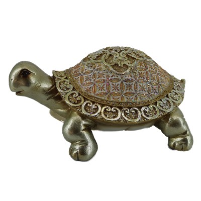 Διακοσμητική Χελώνα Polyresin Χρυσή/Σομόν 21x16x10εκ