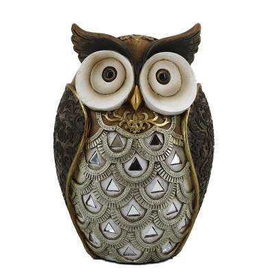 Διακοσμητική Κουκουβάγια Polyresin Χρυσή/Καφέ 11.5x10x16.5εκ