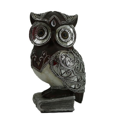 Διακοσμητική Κουκουβάγια Polyresin Ασημί 8x7x13εκ