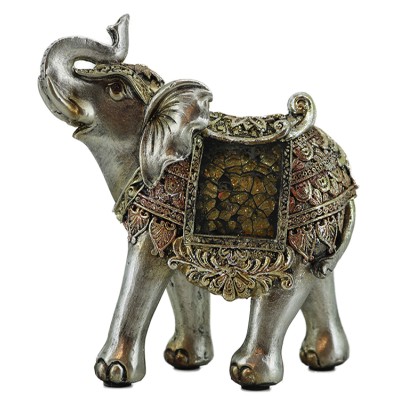 Διακοσμητικό Polyresin Ελέφαντας Ασημί/Λαδί 12x5x12.5εκ