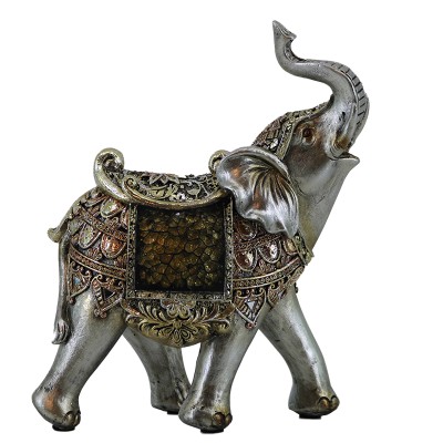 Διακοσμητικό Polyresin Ελέφαντας Ασημί/Λαδί 14.5x7x17.5εκ