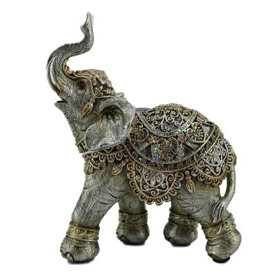 Διακοσμητικό Polyresin Ελέφαντας Ασημί/Λαδί 11x5x13εκ