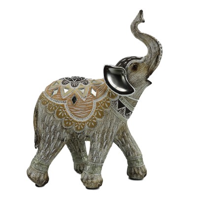Διακοσμητικό Polyresin Ελέφαντας Σομόν/Γκρι 14.5x6x17.5εκ