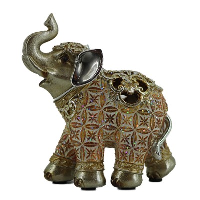 Διακοσμητικό Polyresin Ελέφαντας Σομόν/Ασημί 11.5x4.5x11.5εκ.