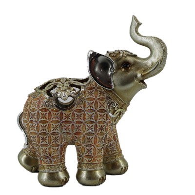 Διακοσμητικό Polyresin Ελέφαντας Σομόν/Ασημί 23x10.5x25.5εκ