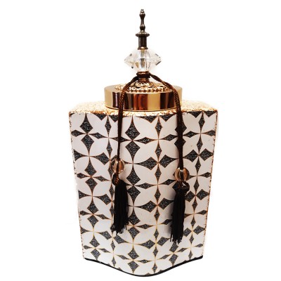 Βάζο Τζαρ Κεραμικό Με Καπάκι/Φούντα WD27-01-18055