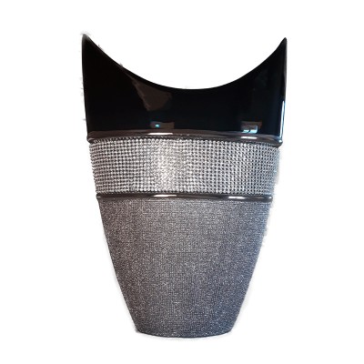 Βάζο Κεραμικό Με Διακοσμητικά Στρας Ασημί/Μαύρο H6938L-BF17C