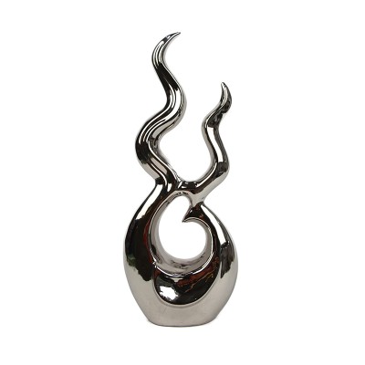 Κεραμικό Διακοσμητικό Φλόγα Ασημί 44.50cm