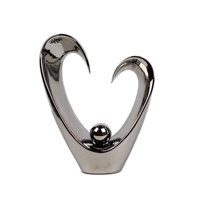 Ασημί Διακοσμητικό Κεραμικό με καμπυλωτό τελείωμα