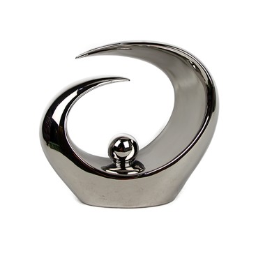 Ασημί Διακοσμητικό Κεραμικό Με Καμπυλωτό Τελείωμα