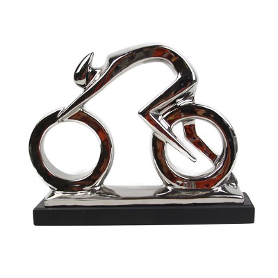 Κεραμική Διακοσμητική Φιγούρα Ποδηλάτης Ασημί