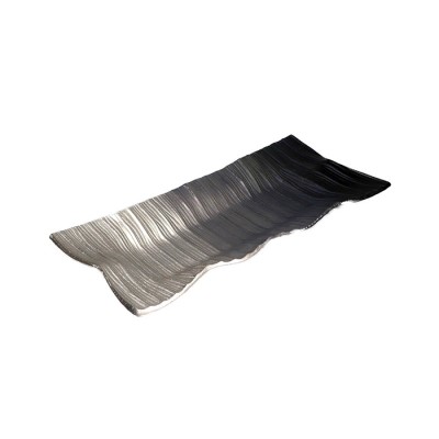 Πιατέλα ορθογώνια διακοσμητική μεταλλική ασημένια