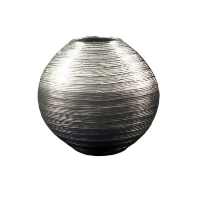 Μεταλλικό πλακέ βάζο Ασημί