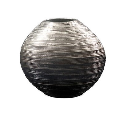 Μεταλλικό Πλακέ Βάζο Ασημί