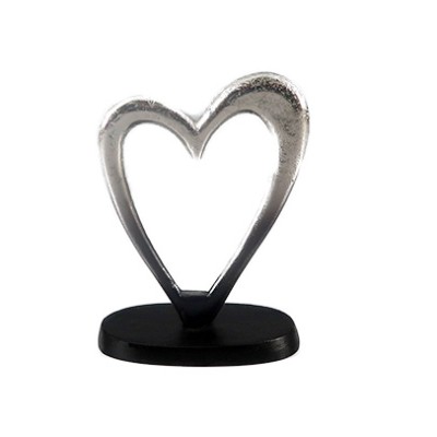 Μεταλλική Διακοσμητική Καρδία Σε Μαύρη Βάση