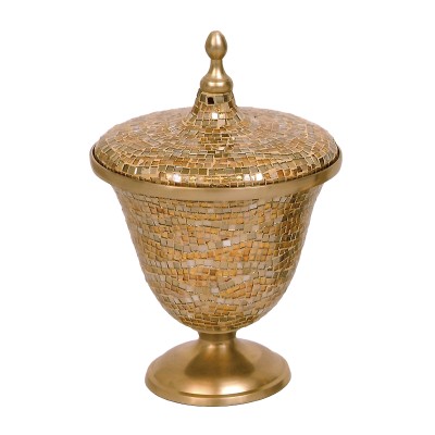 Φοντανιέρα Γυάλινη Ψηφιδωτή Χρυσή Με Πόδι