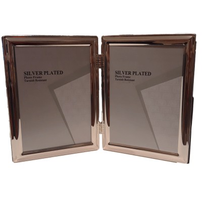 Κορνίζα Διπλή Μεταλλική Ασημί 24503-3