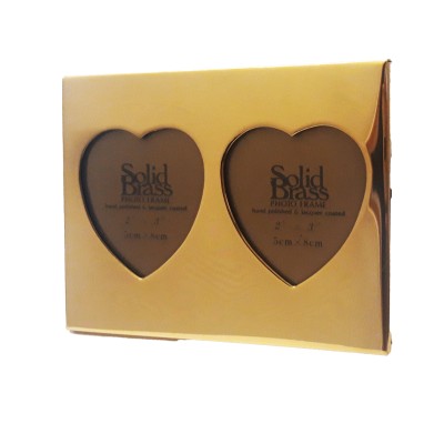 Κορνίζα Χρυσή Διπλή Καρδιά Μεταλλική 34HD