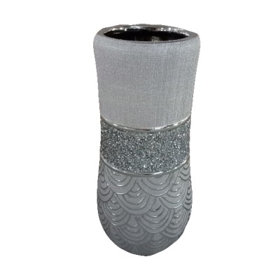 Κεραμικό Διακοσμητικό Βάζο Ζαχαρί/Ασημί H2771M-DJ18C