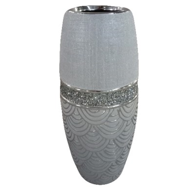 Κεραμικό Διακοσμητικό Βάζο Ζαχαρί/Ασημί H2738S-DJ18C
