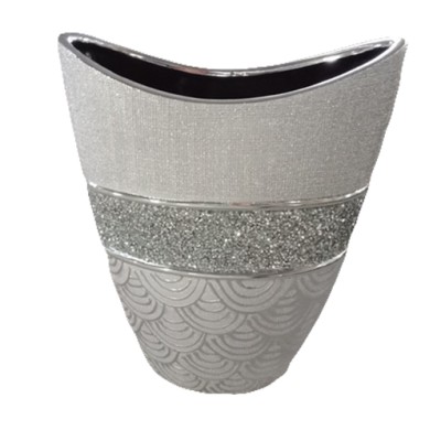 Κεραμικό Διακοσμητικό Βάζο Ζαχαρί/Ασημί Πλακέ H2631L-DJ18C