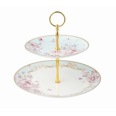 Πιατέλα-Τουρτιέρα Πορσελάνης 2όροφη Floral Paris Roses Μ28020-2