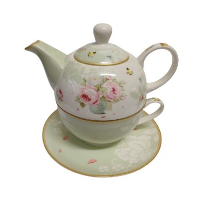 Σετ Φλιτζάνι Τσαγιού Με Τσαγιέρα Και Πιατάκι Πορσελάνης 3τεμ. Floral Paris Roses Μ24060-6