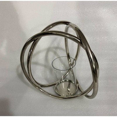 Κηροπήγιο Διακοσμητικό Μεταλλικό Ασημί 36x36εκ.