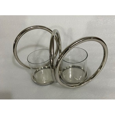 Κηροπήγιο Διακοσμητικό Μεταλλικό Ασημί 33x19x20εκ.