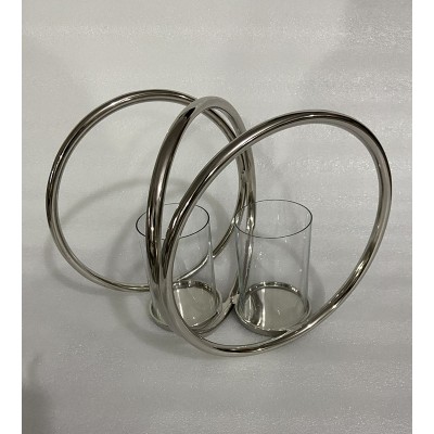 Κηροπήγιο Διακοσμητικό Μεταλλικό Ασημί 33x29x33εκ.