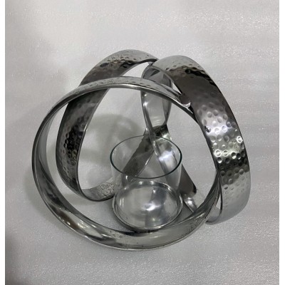 Κηροπήγιο Διακοσμητικό Μεταλλικό Ασημί 33x33εκ.